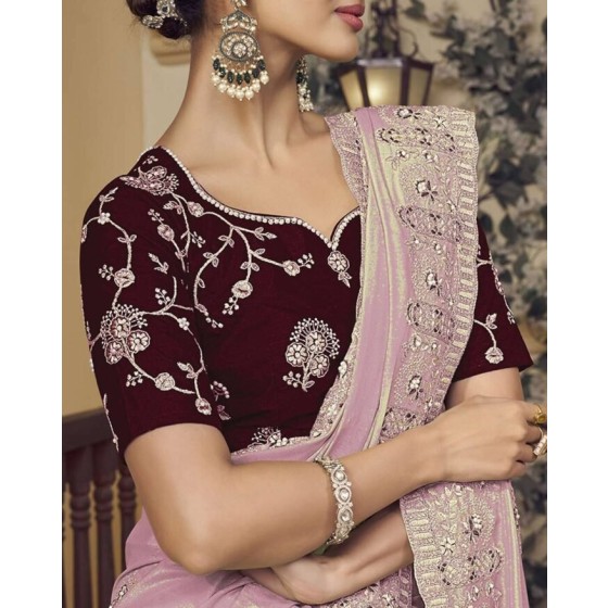 Floral Print Silk Saree