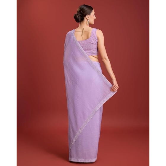 Women Satin Saree with Blouse Piece
